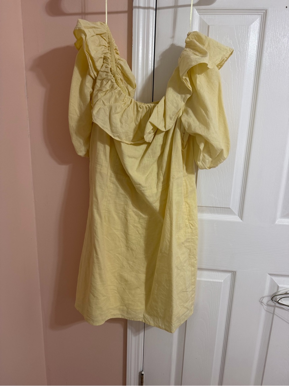 Yellow Ruffle Off-Shoulder Mini Dress